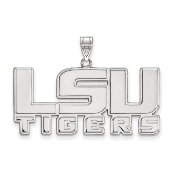 14k White Gold Louisiana State Large 'LSU TIGERS' Pendant
